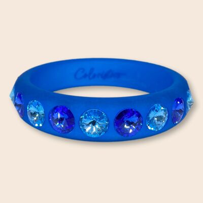 Bracelet jonc bleu marine Sassari avec des accents en aigue-marine
