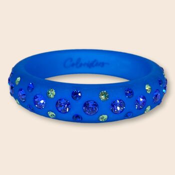 Bracelet jonc bleu marine Catania avec des accents verts 1