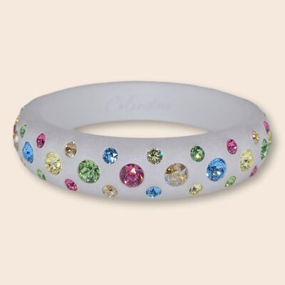 White bangle Catania with multicolored crystals