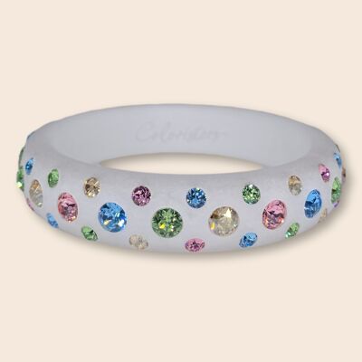 Bracelet jonc Catania blanc aux accents pastel