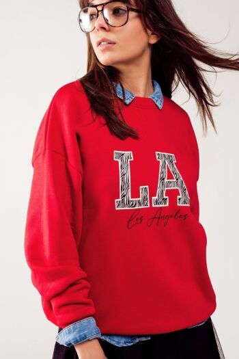 Sweat oversize à logo Los Angeles - Rouge 1