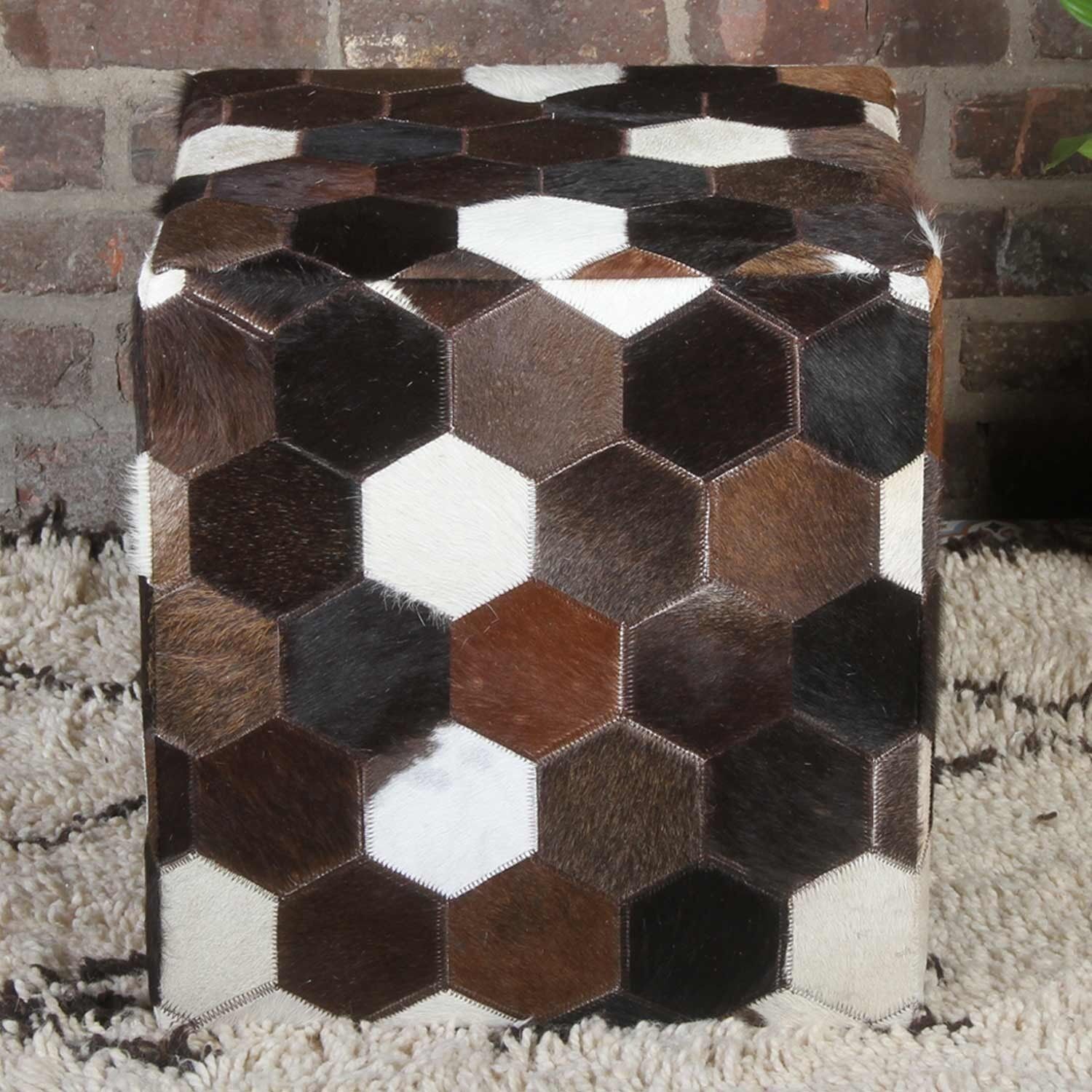 Patchwork Fell Hocker Vanita 45x45x48 cm Würfelhocker