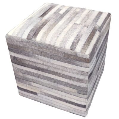 Sgabello in pelliccia patchwork Liem 45x45x48 cm Sgabello Cube