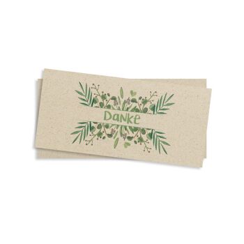 Carte de remerciement longue DIN en papier d'herbe durable – Merci 1