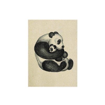 Postal de papel de hierba - panda