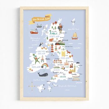 A3 / La carte des îles britanniques Impression artistique 1
