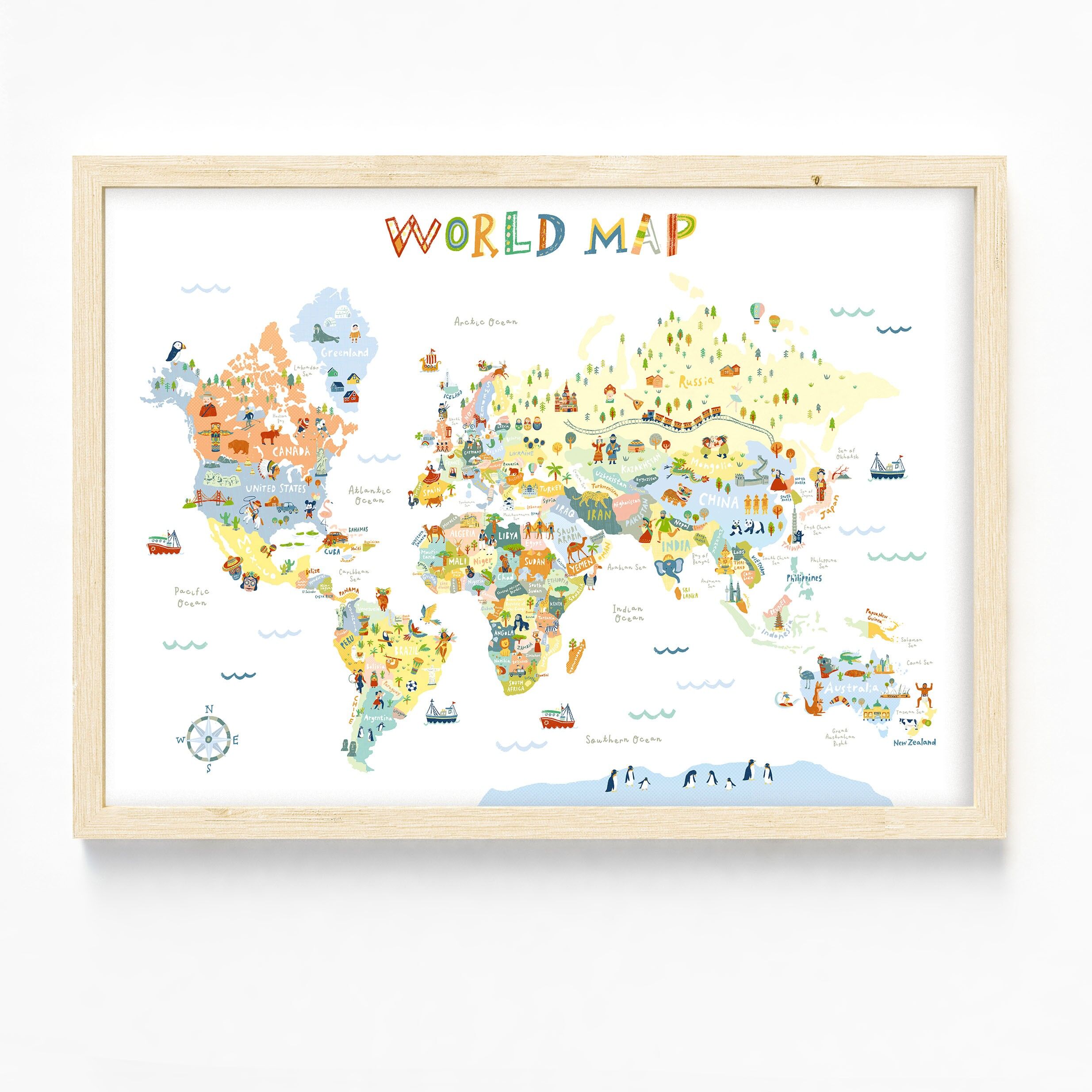 Impression d'art A3 / carte du monde