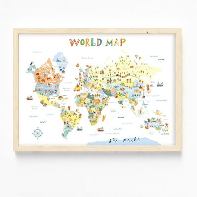 Stampa artistica A3/ Mappa del mondo