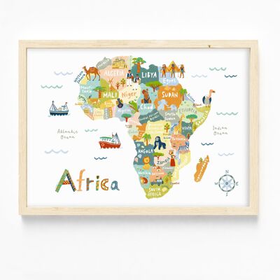 A3 / Afrika Karte Kunstdruck