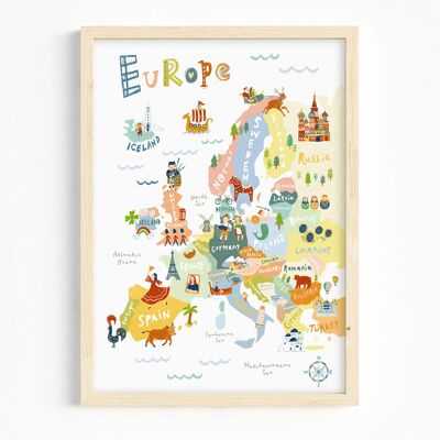Stampa d'arte mappa A3/Europa