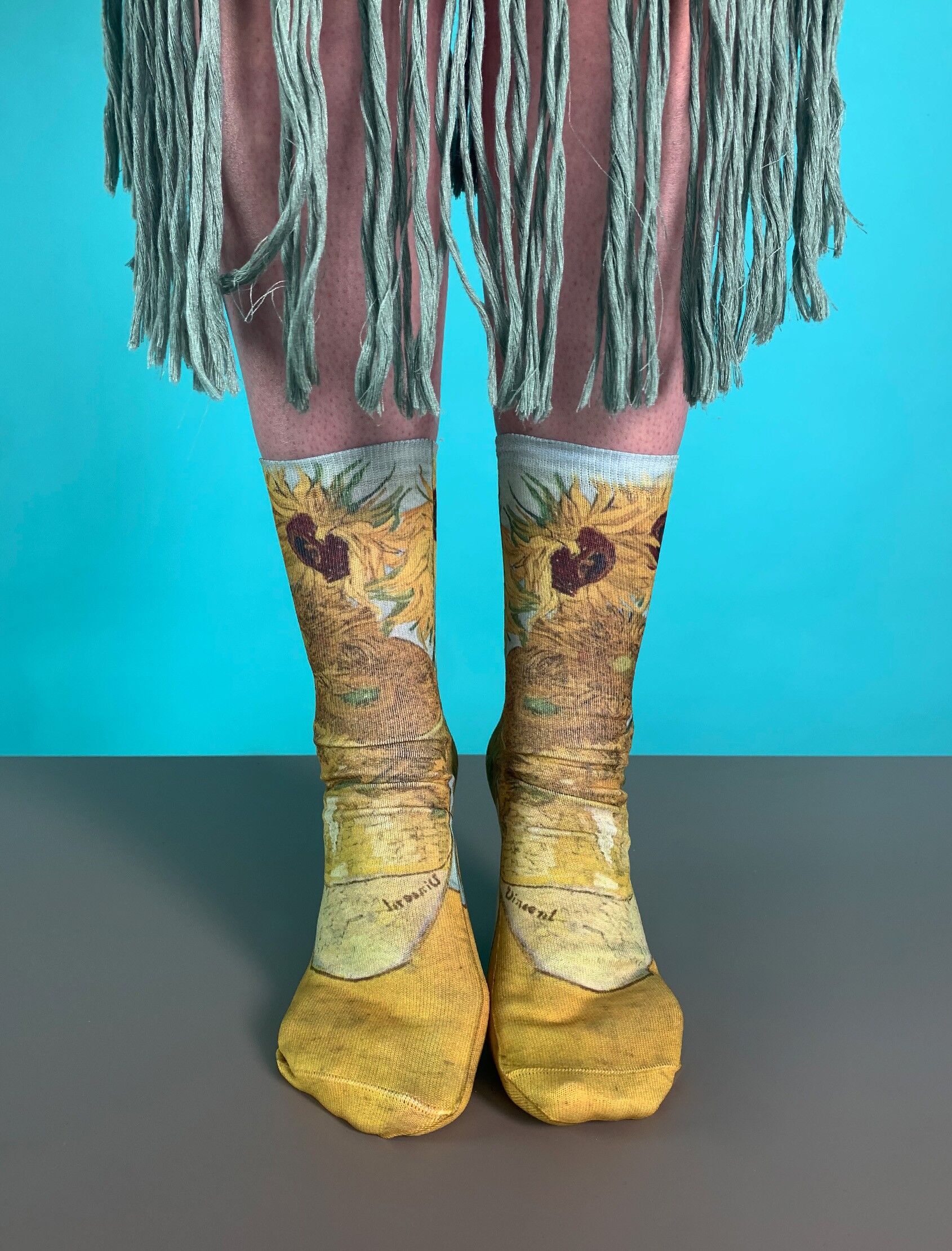 Calzini con i girasoli di Van Gogh, taglia standard per adulti, senza tallone.