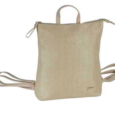 Mochila plana polipiel esterilla beige 30X7X35