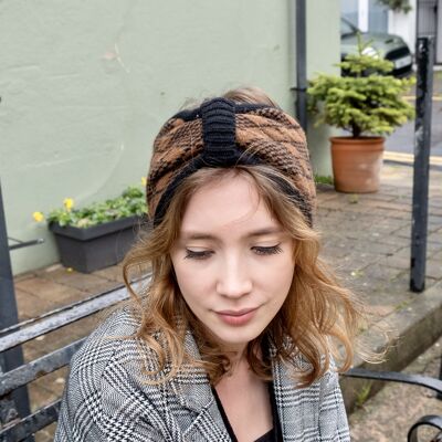 Black & Brown Lucy Knitted Headband