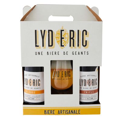 Kiste Lydéric-Biere 2x75cl + 1 Glas