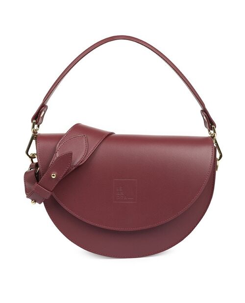 Saddle bag de piel color burgundy Leandra
