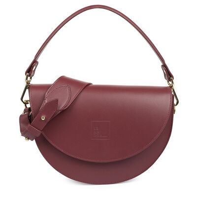 Leandra burgundy leather saddle bag