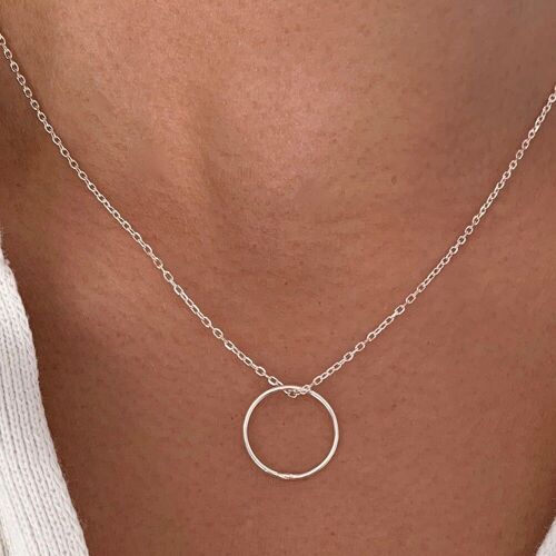 Collier femme Argent 925 anneau rond / Collier chaine pendentif cercle