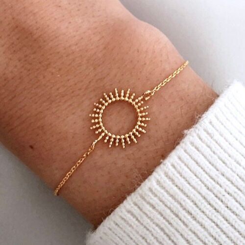 Bracelet acier inoxydable femme soleil rond / Cadeau femme