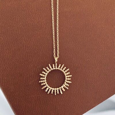 Collier fin pendentif soleil / Collier femme minimaliste chaine fine acier inoxydable / Cadeau femme