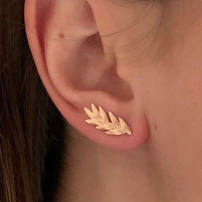 Laurel leaf gold-plated earrings / Rising spike earrings / Women's gift