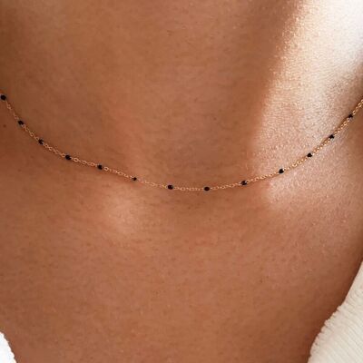 Collar de cadena de bolas de acero inoxidable/collar de mujer bolas de cadena fina minimalista ras de cou