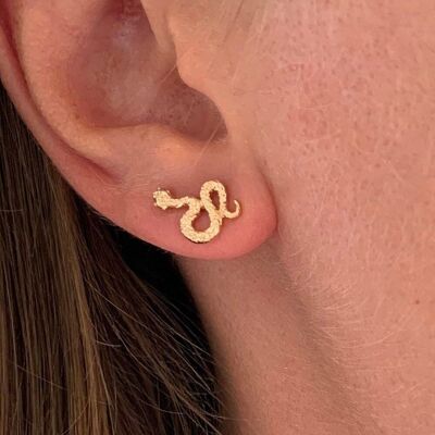 Snake gold plated earrings / Minimalist women's earrings
