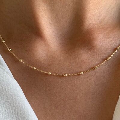 Collar de cadena de bolas chapado en oro / Collar fino de mujer con cadena de bolas minimalista / Regalo de mujer