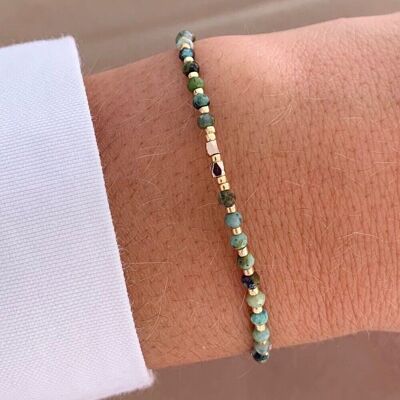 Bracelet femme pierre naturelle turquoise d'Afrique / Bracelet perles bleu vert