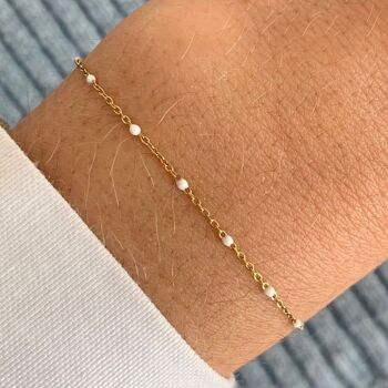 Bracelet fin acier inoxydable chaine boule / Cadeau femme / Bracelet chaine fine blanc