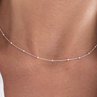 Collar de plata 925 con cadena de bolas / Collar fino de mujer con cadena de bolas minimalista / Regalo de mujer