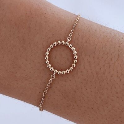 Gold plated round ring chain bracelet / Women's thin circle chain bracelet