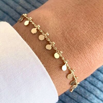 Pulsera de cadena de bolitas chapada en oro / Pulsera de cadena fina para mujer