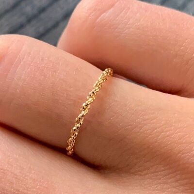 Twisted gold-plated women's ring / Braided adjustable ring