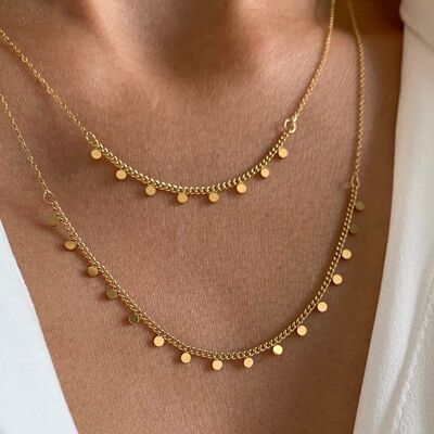 Thin double row chain necklace / Minimalist women's necklace with stainless steel ball chain