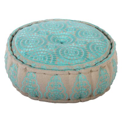 Seat cushion Naima Turquoise with filling Boho Chic Round embroidered floor cushion