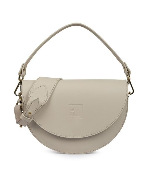 Saddle bag cream taupé de piel Leandra