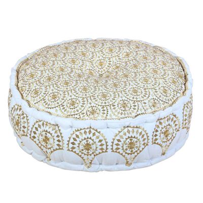 Seat cushion Naima Gold with filling Boho Chic Round embroidered floor cushion