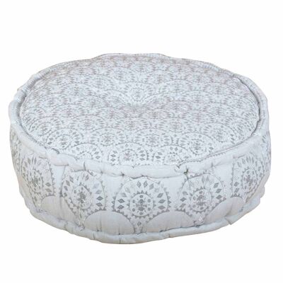 Seat cushion Naima Silver with filling Boho Chic Round embroidered floor cushion