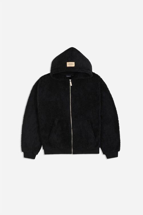 OG LOGO SHERPA ZIP HOODY BLACK