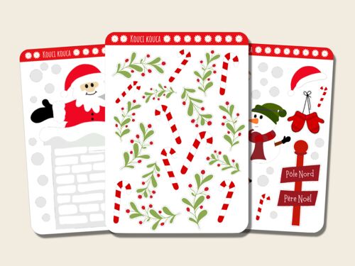 Pack de sticker autocollant de Noël avec des doodles, des sucres d'orge, pain d'épices et autres pour bullet journal et agenda