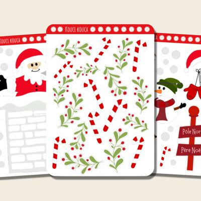 Christmas sticker pack with doodles, candy canes, gingerbread and others for bullet journal and diary