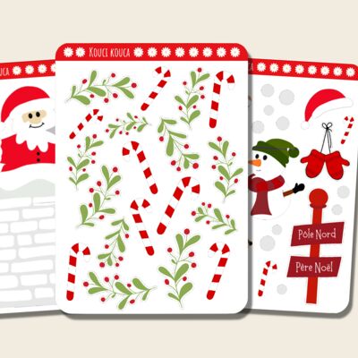 Pack de sticker autocollant de Noël avec des doodles, des sucres d'orge, pain d'épices et autres pour bullet journal et agenda