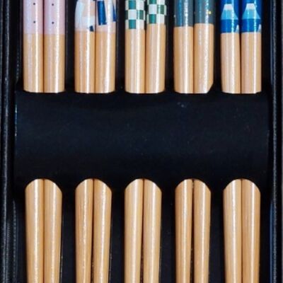 Set of 5 pairs of geometric chopsticks