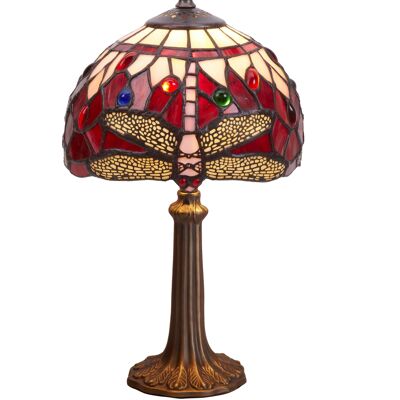 Petite lampe à poser Tiffany diamètre 20cm Série Belle Rouge LG199400P