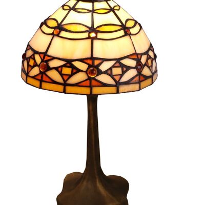 Lampada da tavolo piccola Base in ferro sagomato Tiffany diametro 20cm Serie Avorio LG225882B