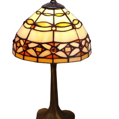 Kleine Tischlampe in Tiffany-Form mit Eisensockel, Durchmesser 20 cm, Elfenbeinserie LG225882B