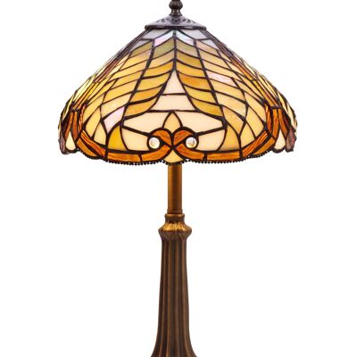 Lampada da tavolo base Foma con paralume Tiffany diametro 30cm Serie Dalí LG238600P
