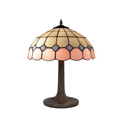 Dessus de table avec base en foma plus large avec écran Tiffany diamètre 40cm Rose Série LG281300M