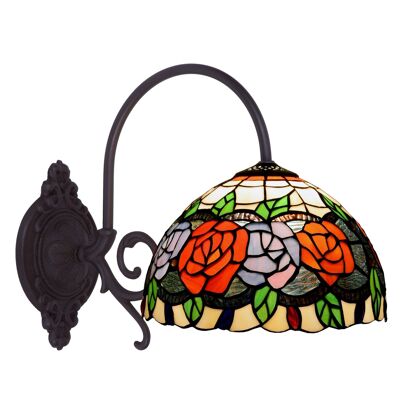 Lampada da parete con braccio Tiffany diametro 20cm Serie Rosy LG2837A1