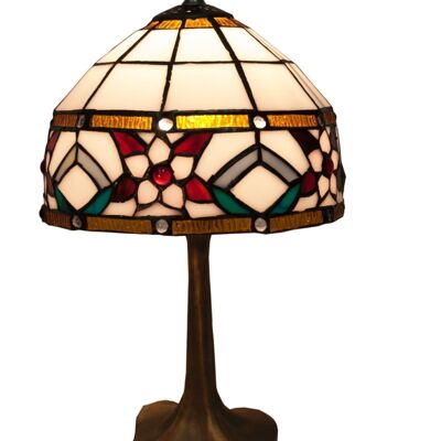 Petite lampe de table base en fer avec écran Tiffany diamètre 20cm Museum Series LG286882B